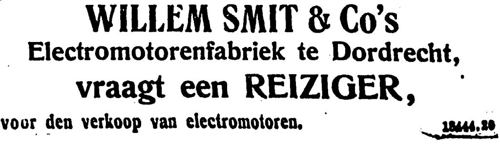 Reiziger gevraagt voor Smit Dordt (1912)