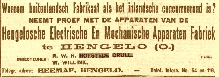 Mooie advertentie van de Heemaf uit 1913